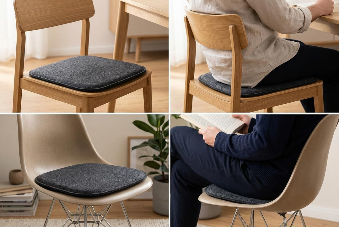 KAMACA Sitzkissen 4er Set 35x35 cm Eckig Anthrazit – Stuhlkissen aus Filz Gepolstert mit Schaumkern