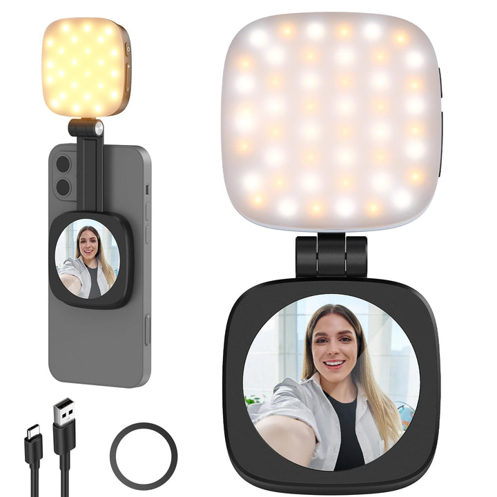 NEEWER Magnetisches Selfie Licht kompatibel mit iPhone MagSafe CRI95 700lx/0,3m Faltbare LED Handy F