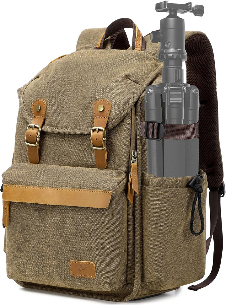 Padwa Lifestyle Kamerarucksack - Gewachstem Memory Canvas mit 16“ Laptop-/Objektivfach und Stativfac