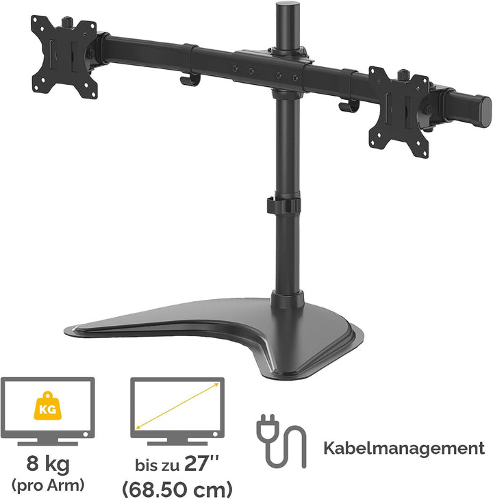 Fellowes Monitorarm Seasa mit Standfuss - höhenverstellbar - ergonomisch - für 2 Monitore bis je 68,