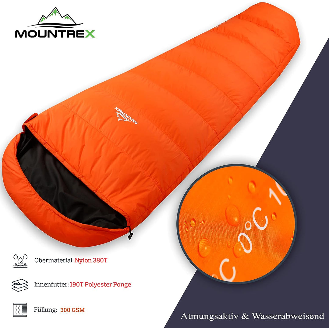 MOUNTREX® Schlafsack - Kleines Packmass & Ultraleicht (760g/1500g) - Outdoor Sommerschlafsack (100GS