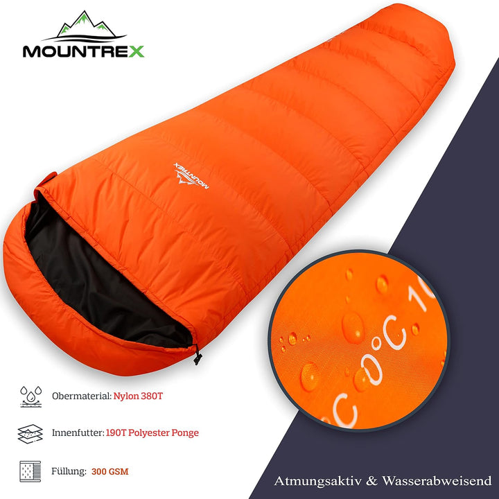 MOUNTREX® Schlafsack - Kleines Packmass & Ultraleicht (760g/1500g) - Outdoor Sommerschlafsack (100GS