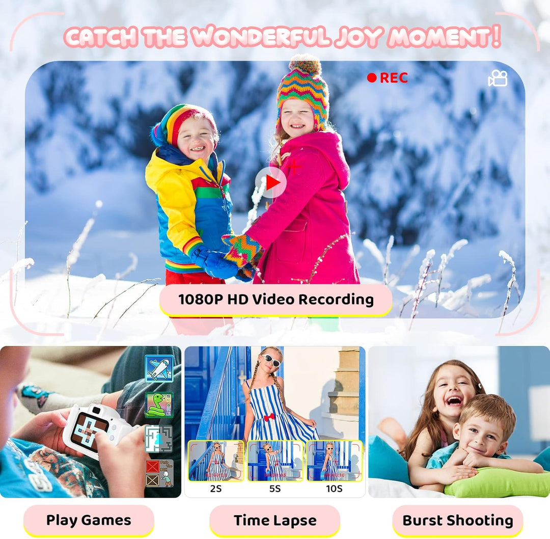 Kinder Kamera, 2.0”Display Digitalkamera,Geschenke für 3 4 5 6 8 7 9 10 11 12Jahre Jungen und mädche