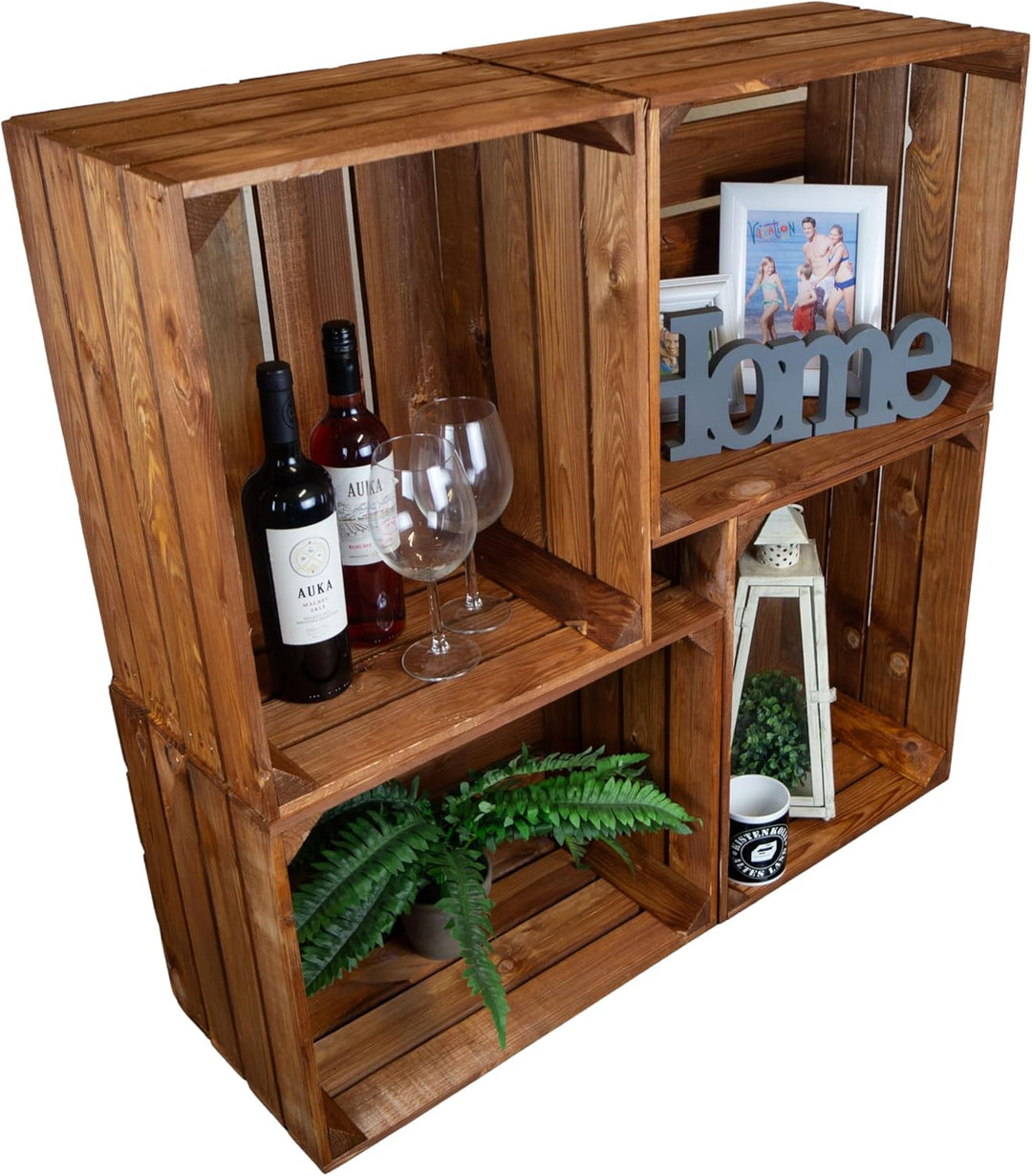 Kistenkolli Altes Land Holzkiste Ocker Schuhablage Schuhständer DIY Upcycling Regalbau Schuhaufbewah