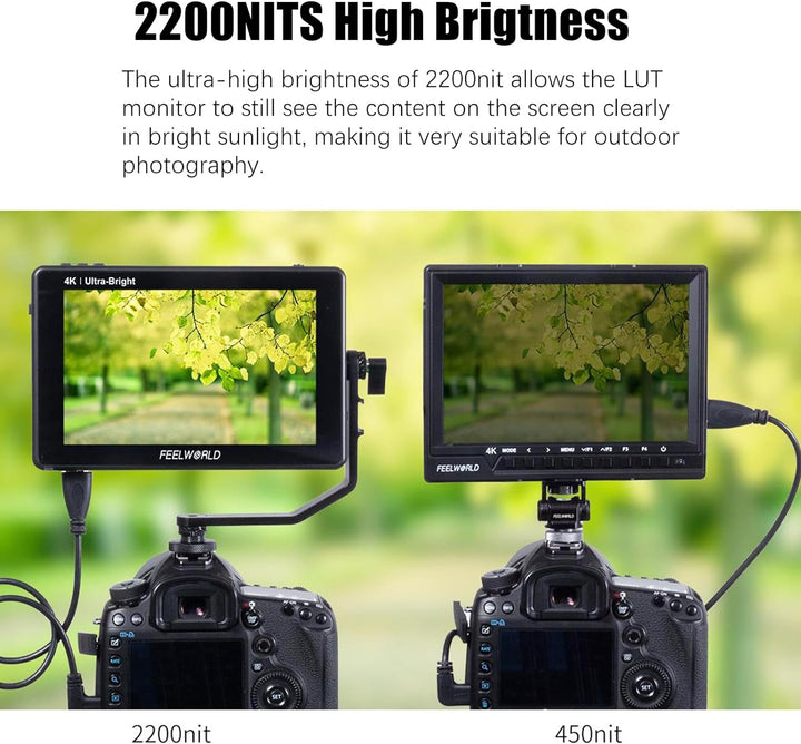 Feelworld LUT7 7 Zoll 1920x1200 IPS 4K Touchscreen 2200nit Ultra Bright DSLR-Kamera Feldmonitor Unte