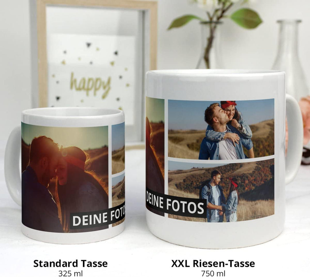 XXL Tasse 'Collage' - Personalisierte Fototasse mit eigenem Foto und Text - Grosse Tasse selbst gest