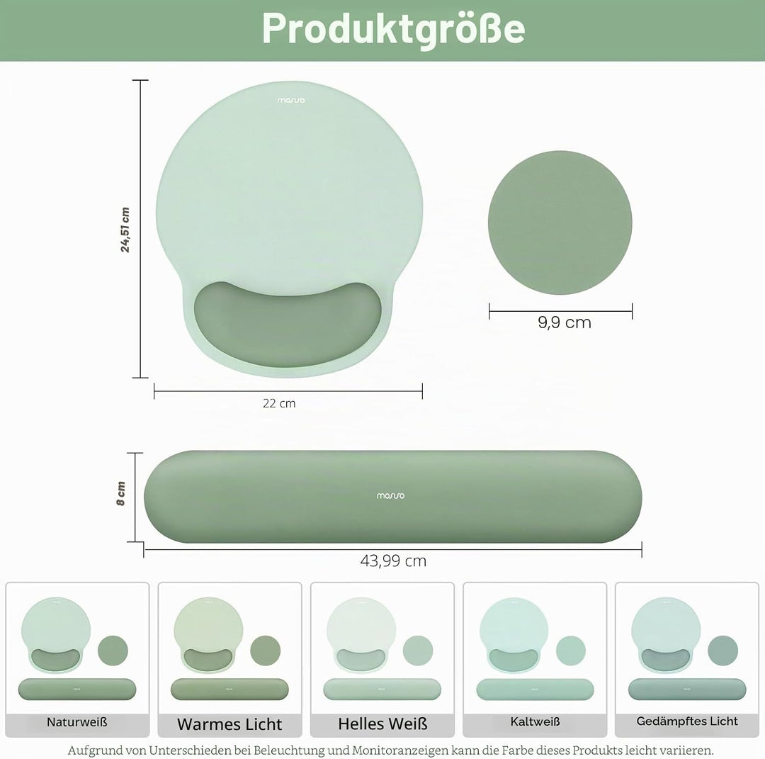 MOSISO Handgelenkstütze für Mauspad&Tastatur Set, Ergonomisch Kreisförmig Mauspad&Untersetzer Rutsch