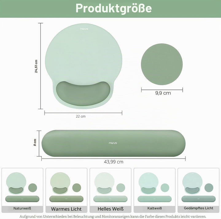 MOSISO Handgelenkstütze für Mauspad&Tastatur Set, Ergonomisch Kreisförmig Mauspad&Untersetzer Rutsch