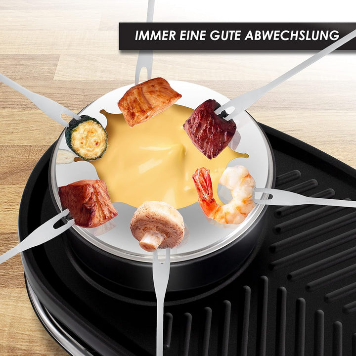 KESSER® 3in1 Raclette-Grill mit Naturgrillstein, Grillplatte und Fondue, Tischgrill für 8 Personen,