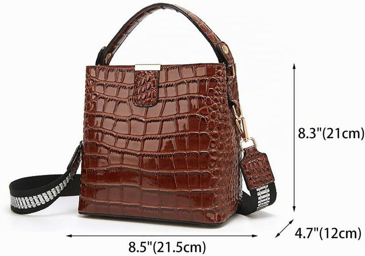 BUKESIYI Damen Tasche Umhängetasche Handtasche Frauen Klein Schultertasche Weekender Lack PU Leder C