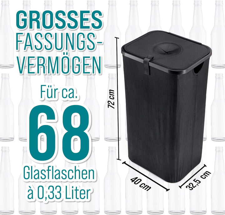 EASYmaxx Pfandflaschen Sammelbehälter 100 Liter, 25kg Gesamtlast | Flaschen Aufbewahrung + Antiglasb