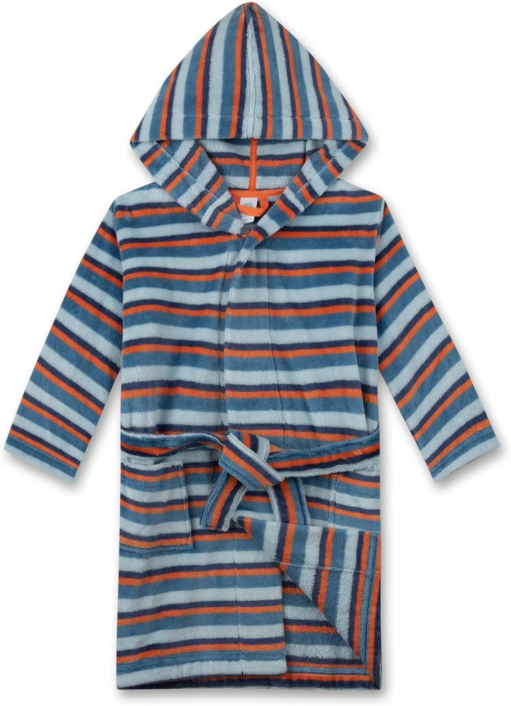 Sanetta Jungen-Bademantel Bunt Ringel | Hochwertiger Bademantel für Jungen mit Kapuze und Gürtel. Ba