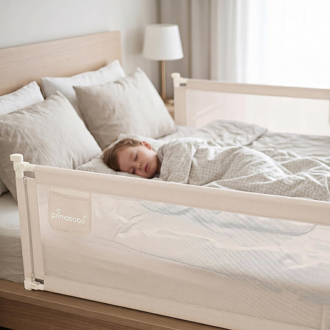 Primabobo Bettgitter 140 cm Beige – Rausfallschutz Kinderbett, Sicheres Bettgitter Kinder, Einfache