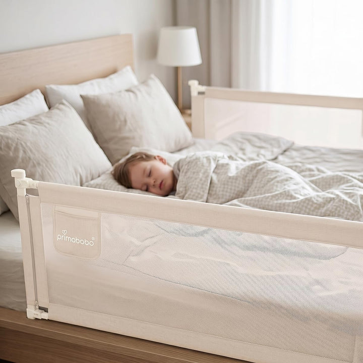 Primabobo Bettgitter 140 cm Beige – Rausfallschutz Kinderbett, Sicheres Bettgitter Kinder, Einfache