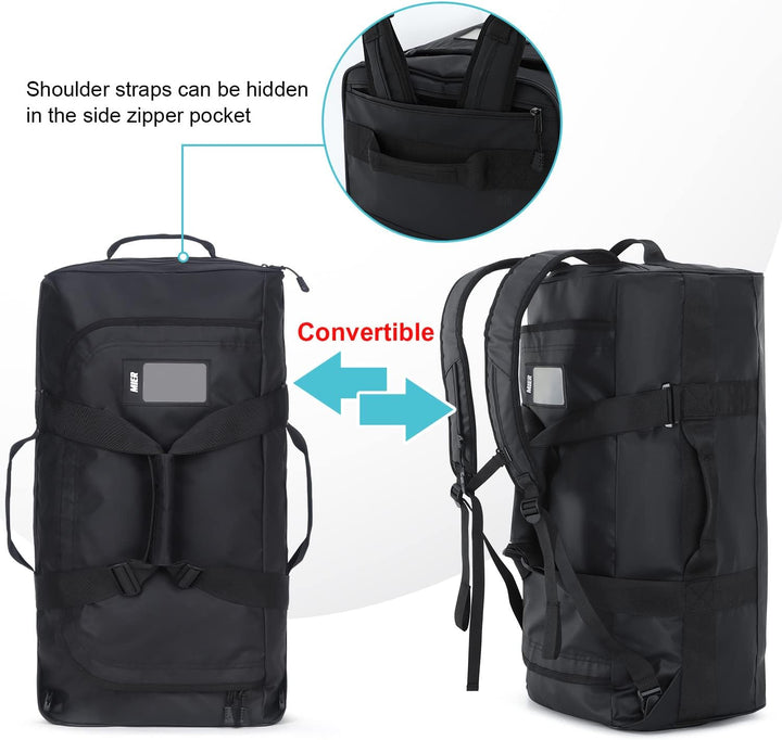 MIER Sporttasche Herren Wasserresistente Reisetasche 60L gross Heavy Duty Convertible Sportrucksack