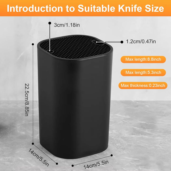 Messerblock Ohne Messer Schwarz Knife Holder, Universal Küchenmesser Block mit 21 Schlitzen und Abfl