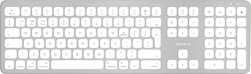 Macally BTWKEYMB-UK, erweiterte Quick-Switch Bluetooth Funk-Tastatur für Mac, PC, iOS und Android, Z
