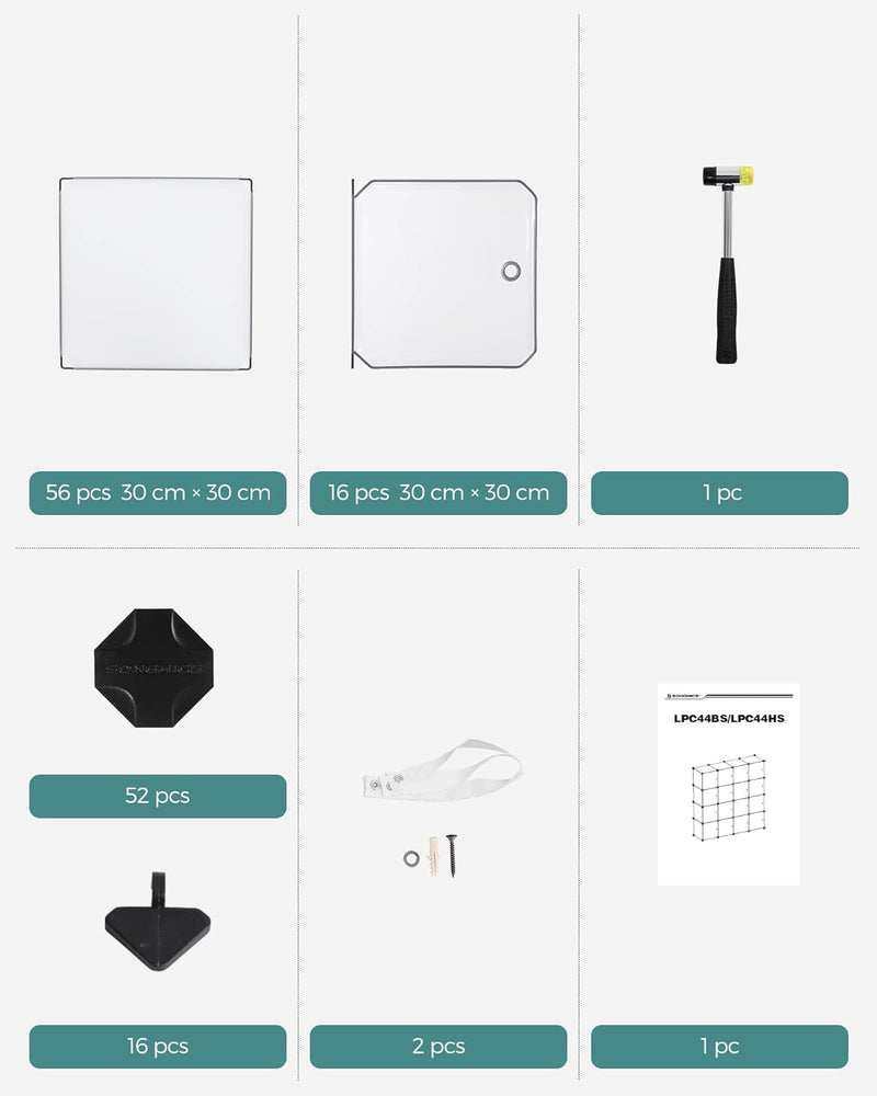 SONGMICS 16 Würfel DIY Regalsystem Kleiderschrank aus Kunststoff mit Türen in modischem Weiss stabil