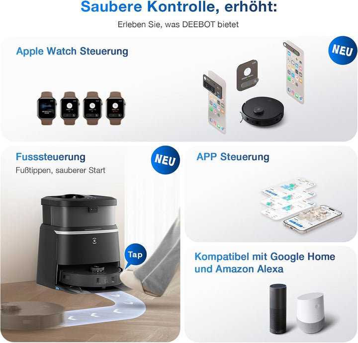 ECOVACS DEEBOT T30 Omni Saugroboter mit Wischfunktion, Mini Station Staubsauger Roboter, 11.000 PA S