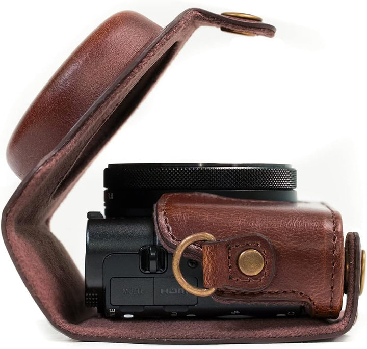 MegaGear Ever Ready Kameratasche aus Leder kompatibel mit Sony Cyber-Shot DSC-RX100 VI, DSC-RX100 V,