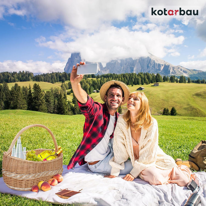 KOTARBAU® Weidenkorb Picknickkorb geflochten 450 x 280 mm Korb aus Weide Braun gross Einkaufskorb ge