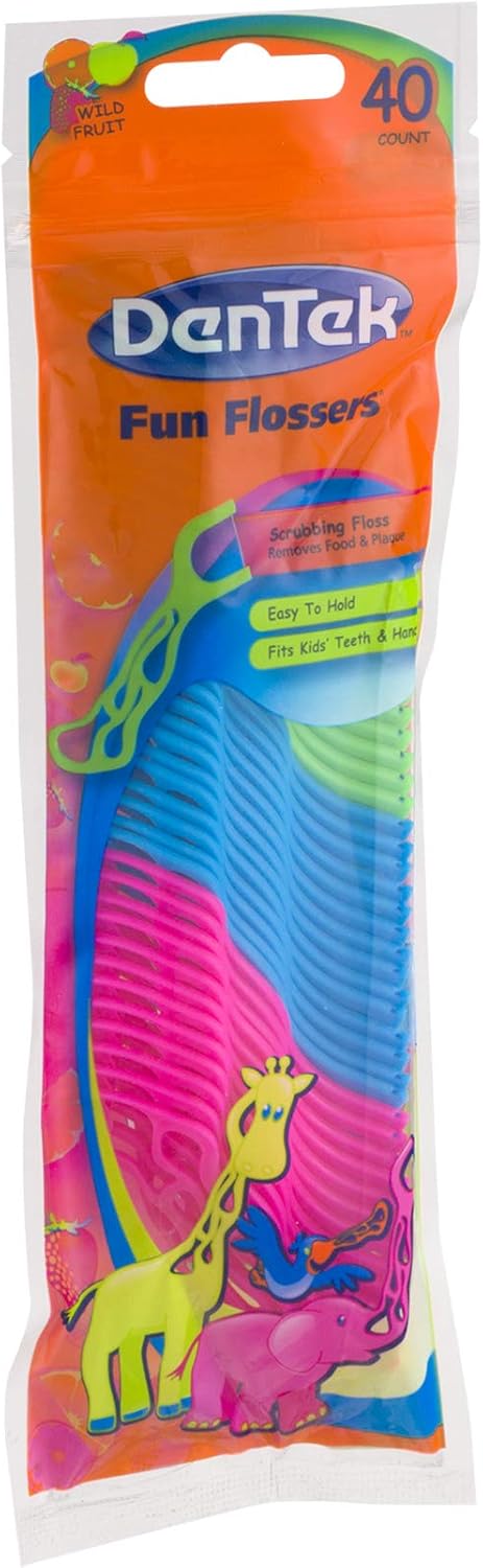 DenTek Kids Fun Zahnseide, entfernt Lebensmittel und Zahnbelag, 40 Stück, 6 Stück