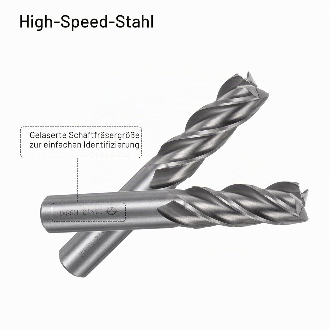 QUARKZMAN 2Stk Hartmetall Schaft Fräser 4-Schneidig 13mm / 0.51" Schnellarbeitsstahl Cnc Fräser Bits