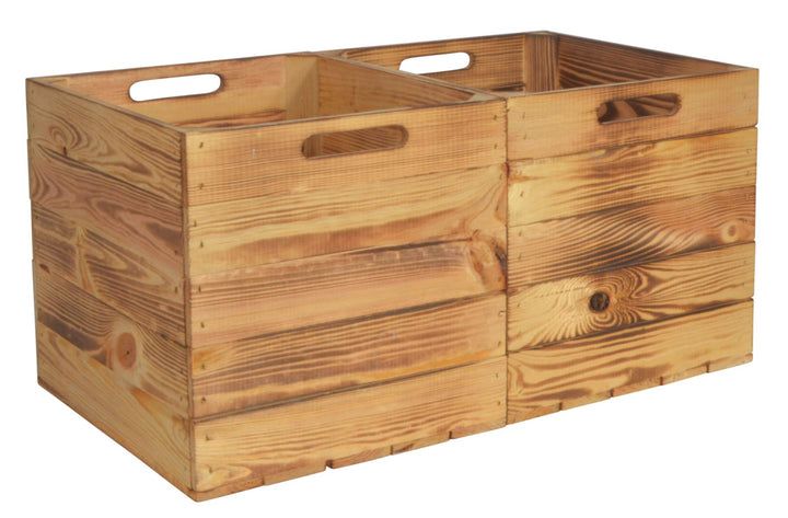 2 Set Kallax Holzkiste Karl - Geflammt Aufbewahrungsbox 33x38x33cm Aufbewahrungskorb Holzbox Holz Re