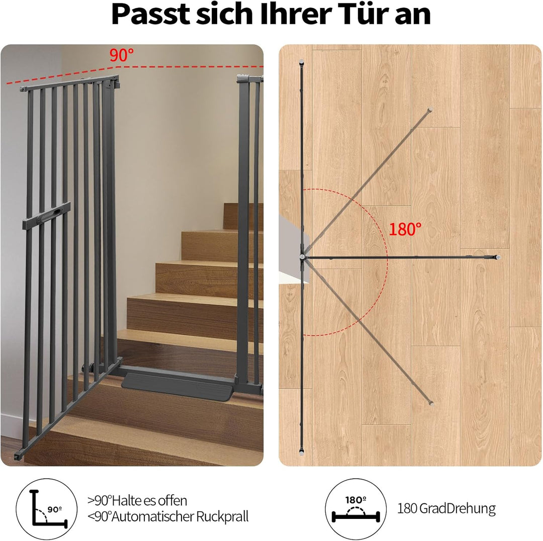 Schutztor Ausziehbar Haustiere Katzentiertor, 150cm Haustiergitter Extra Hoch mit Doppelverriegelung