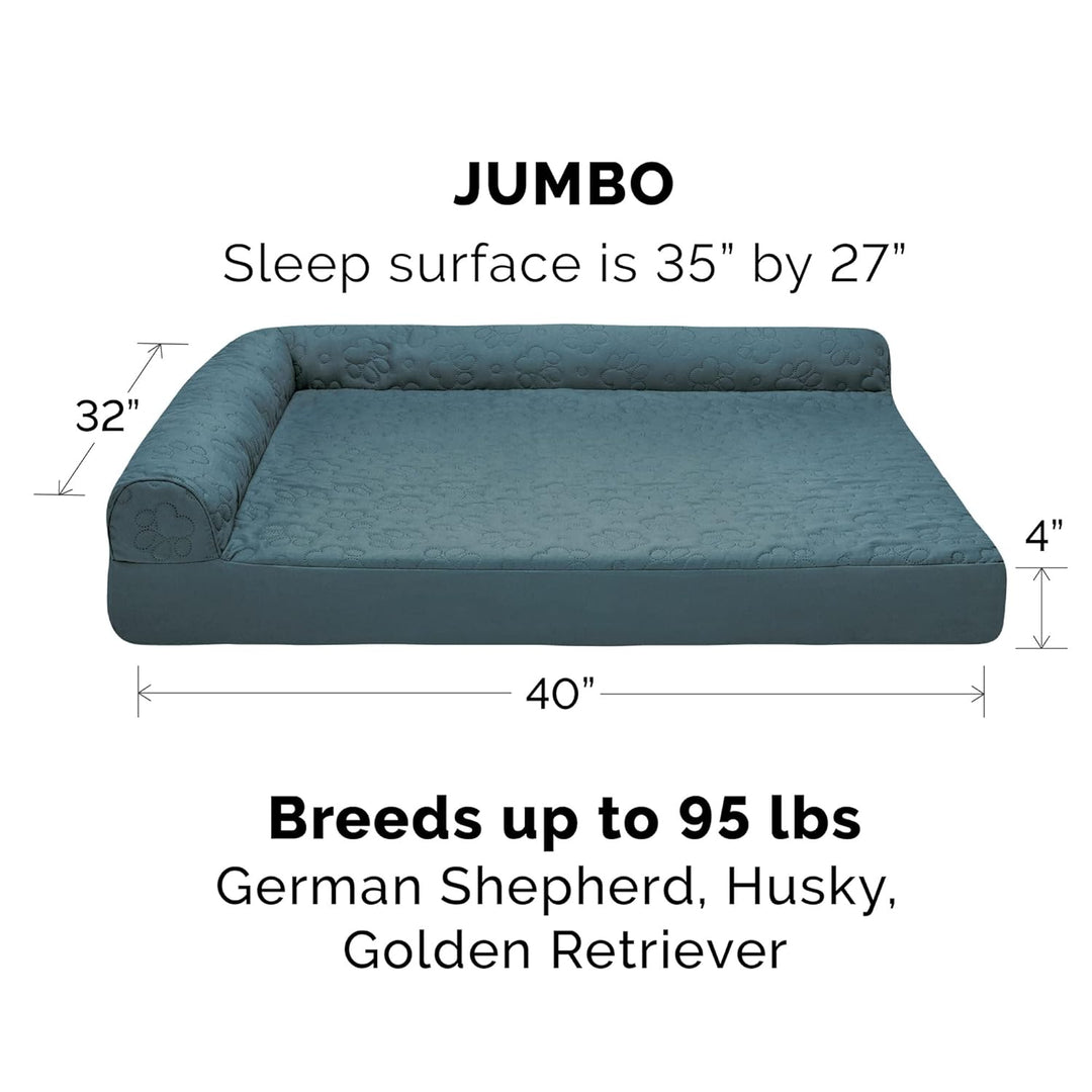 Furhaven Pinsonic Ersatzbezug für Hundebett, gesteppt, L-Form, Bluestone, Jumbo, Grösse XL (Gesteppt