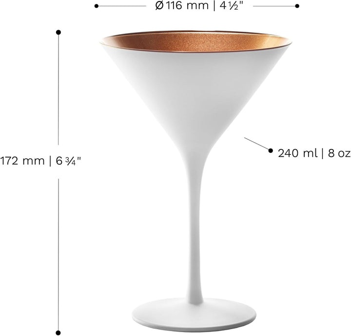 Stölzle Lausitz Cocktailschale Elements 240ml I Martini Gläser 6er Set I weiss-bronze I Cocktailgläs