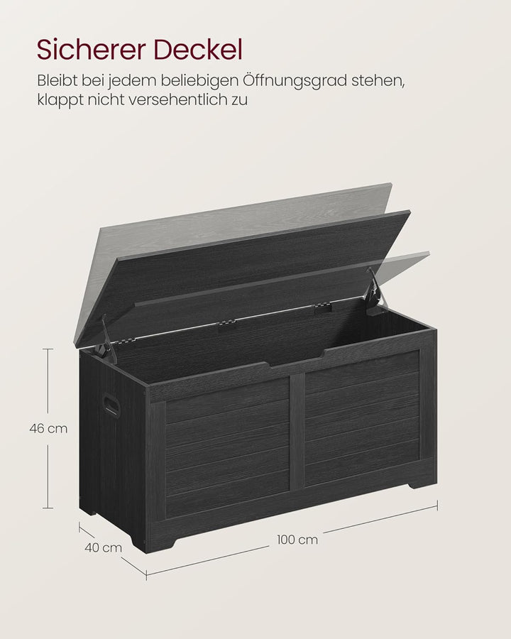 VASAGLE Schuhbank, Sitzbank mit Stauraum, Sitztruhe mit 2 Sicherheitsscharnieren, Aufbewahrungsschra