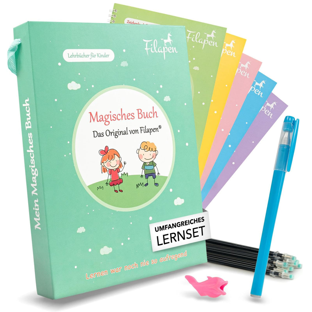 Filapen® 5 Stück Magische Übungshefte Deutsch I Wiederverwendbare Übungshefte für Vorschulkinder I V