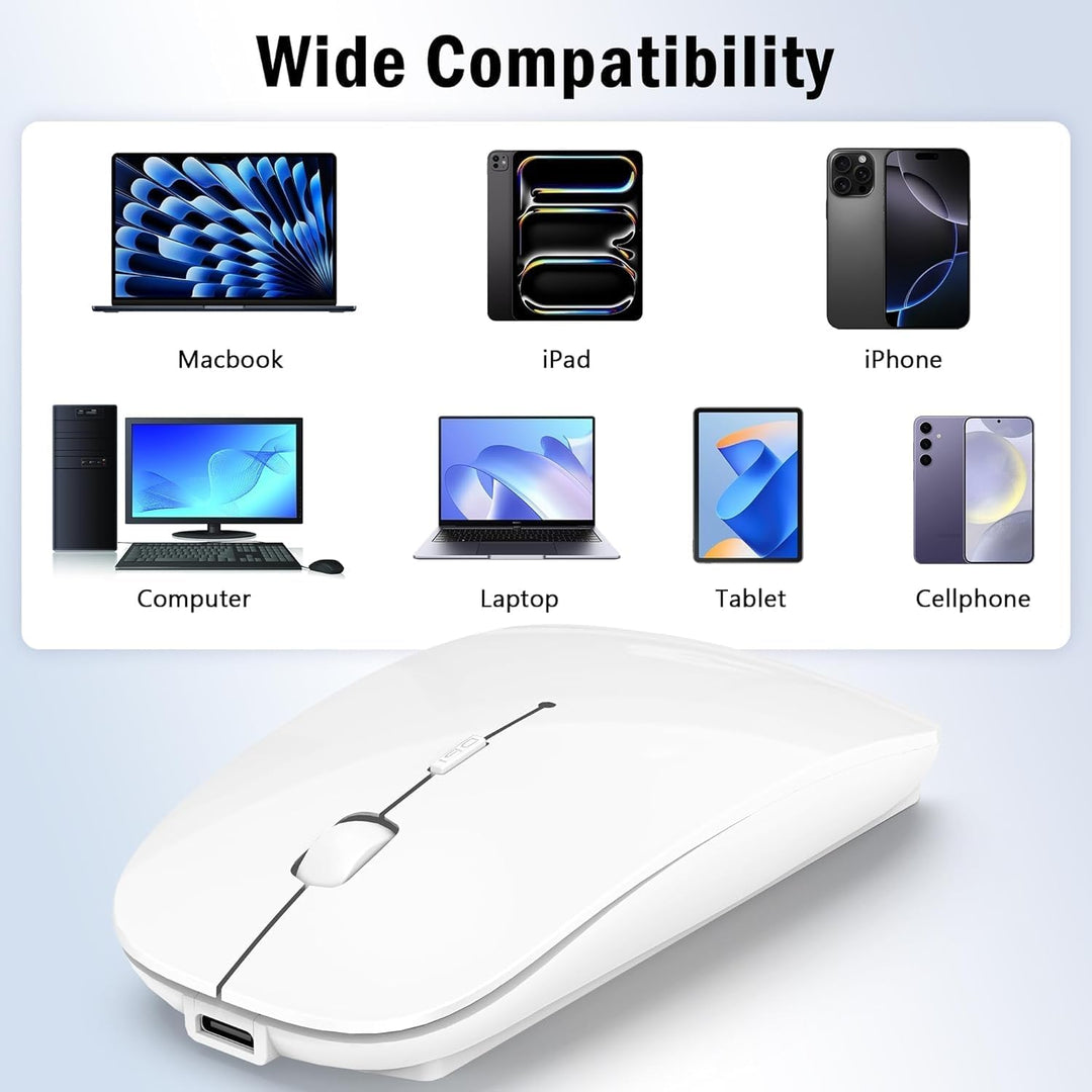 Mouse Wireless Bluetooth 5.2/3.0 e ricevitore USB-A/tipo C 2 in 1, Mouse silenzioso Con modalità jig