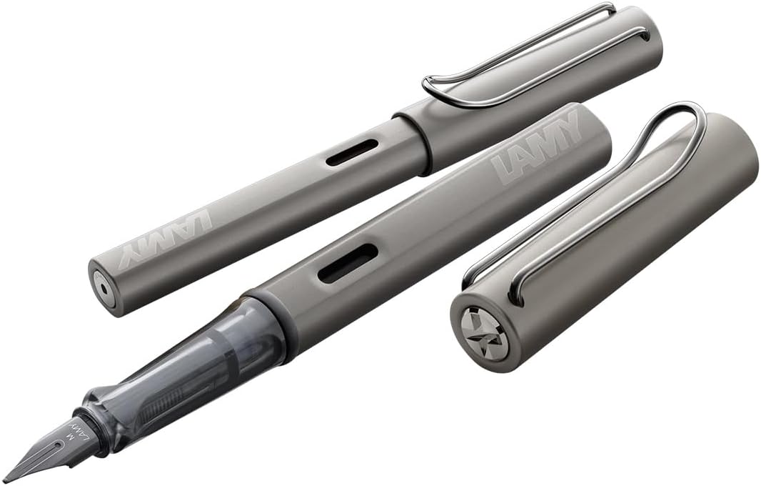 LAMY Lx Füllhalter 057 – Füller aus Aluminium eloxiert in der Farbe Ruthenium mit transparentem Grif