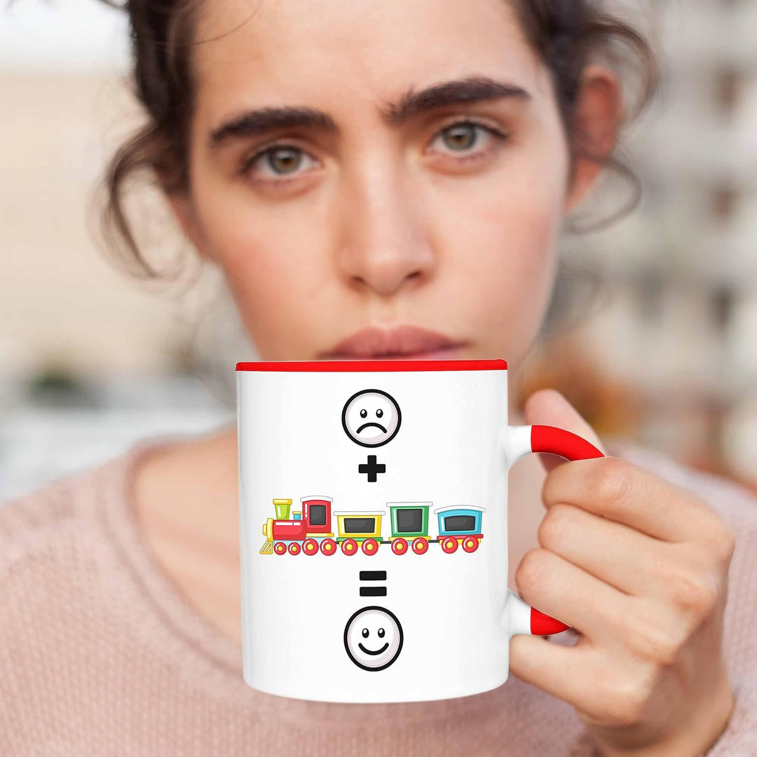 Trendation - Eisenbahn Tasse Geschenk für Eisenbahner Modelleisenbahn :(+ Eisenbahner = :) Lustige G