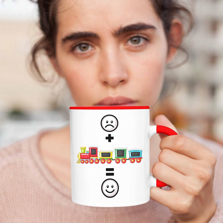 Trendation - Eisenbahn Tasse Geschenk für Eisenbahner Modelleisenbahn :(+ Eisenbahner = :) Lustige G