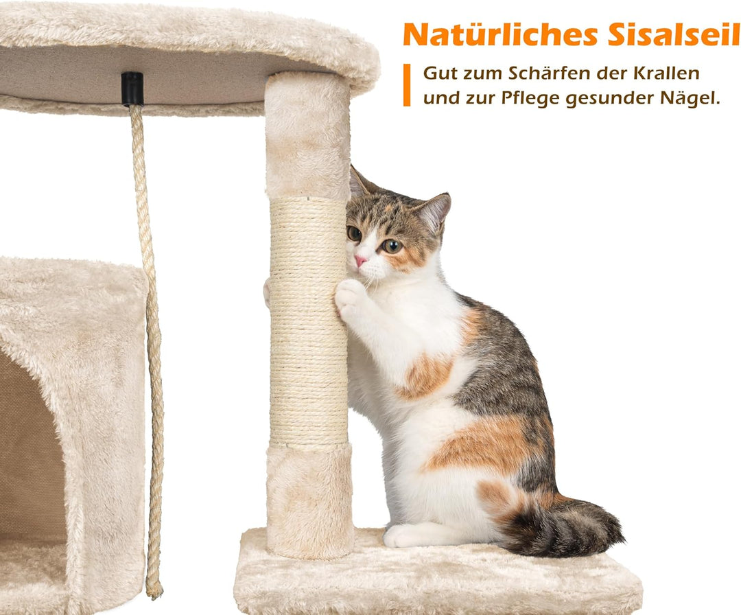 Kratzbaum, 112 cm Katzenbaum Stabil Katzenkratzbaum, Aktivitätskratzbäume mit Kratzsäule Grosser Pla
