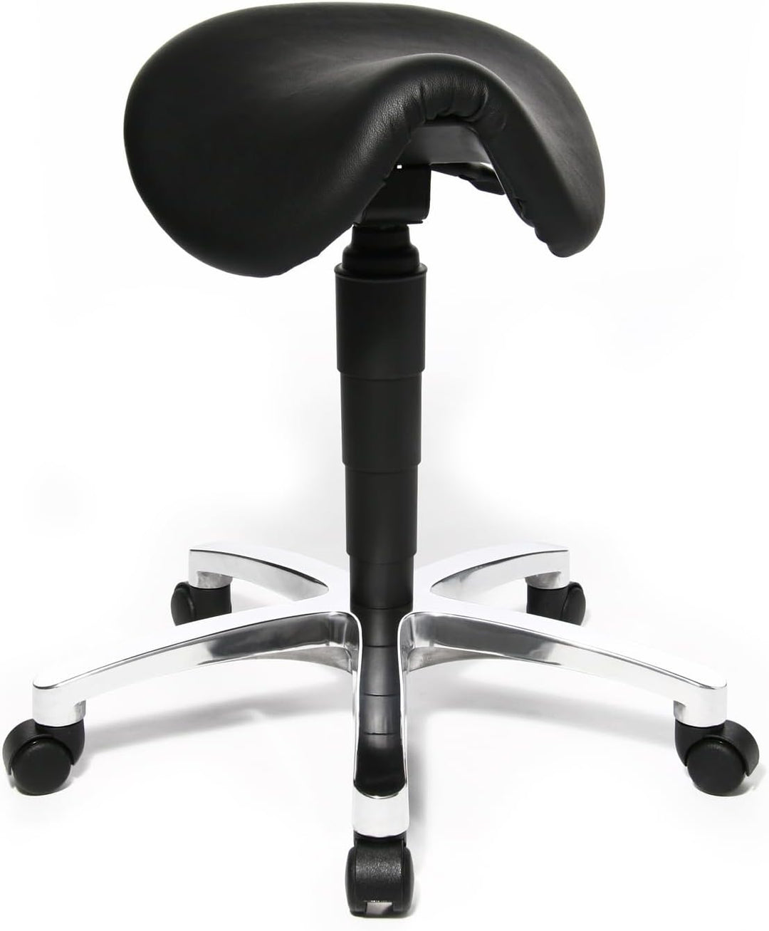 Topstar 70649A80Q Drehhocker, Rollhocker, Arbeitshocker - Bonanza mit Sattelsitz / Leder, schwarz, 5