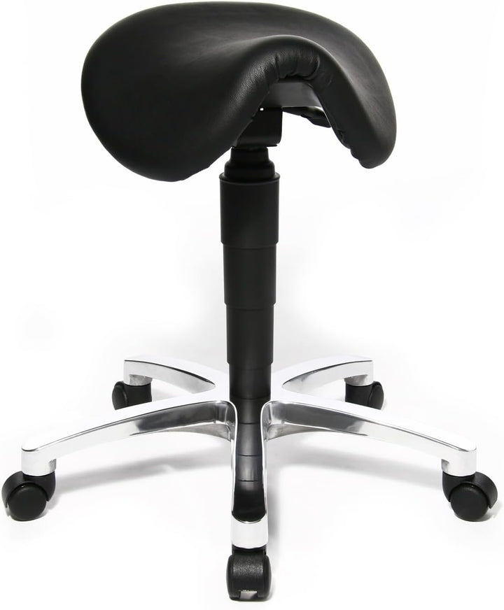 Topstar 70649A80Q Drehhocker, Rollhocker, Arbeitshocker - Bonanza mit Sattelsitz / Leder, schwarz, 5