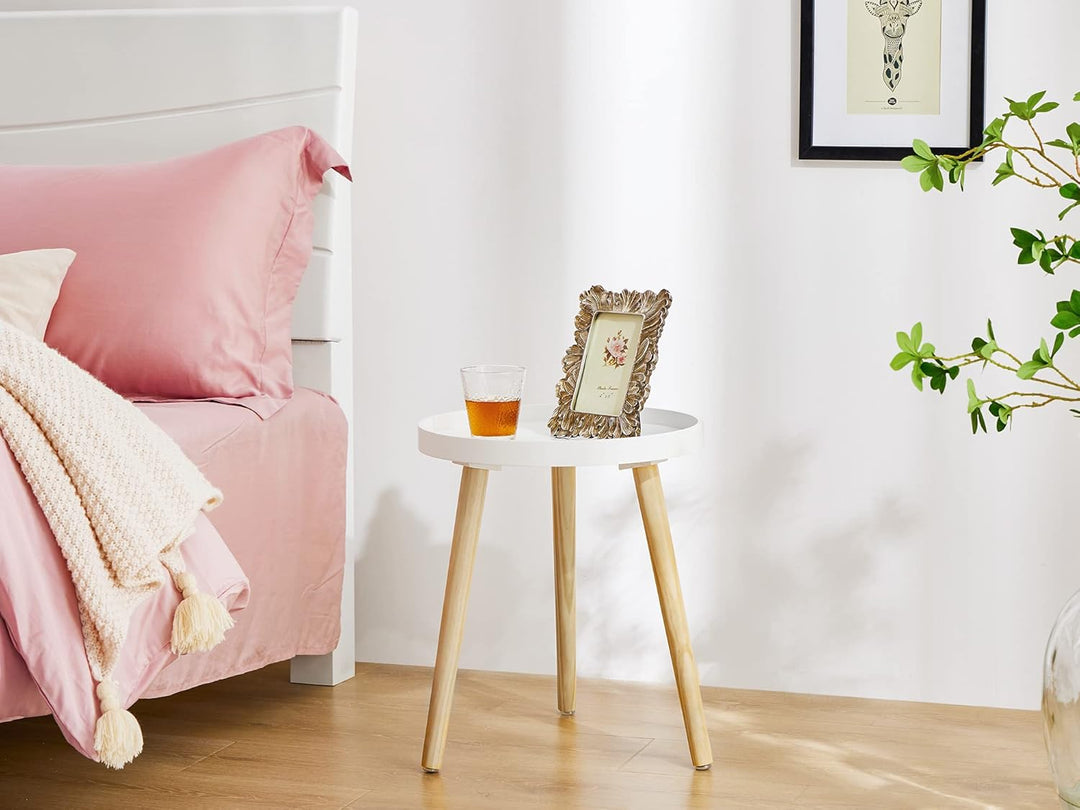 APICIZON Beistelltisch Rund, Kleiner Tisch, 38 x 45cm, Wohnzimmertisch, Blumenhocker mit Beinen aus