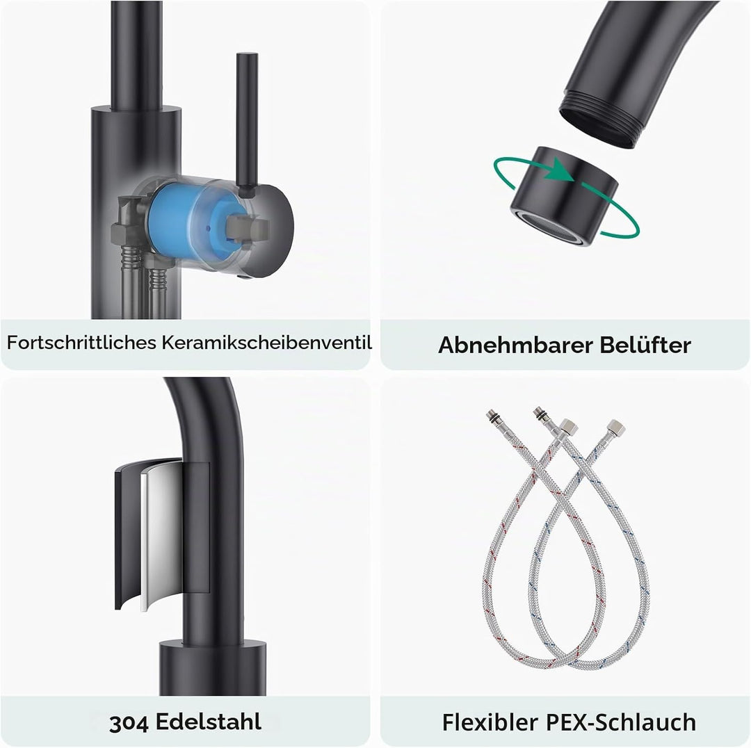 CREA Wasserhahn Küche, 360° Drehbare Küchenarmatur für Kleine Küche, Mischbatterie für Küche oder Ba