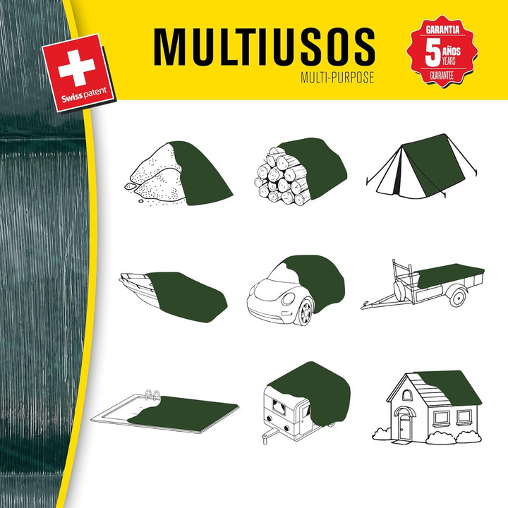 Lona universal impermeable extra resistente de 8x12m verde. Standard 8x12m, Standard 8x12m