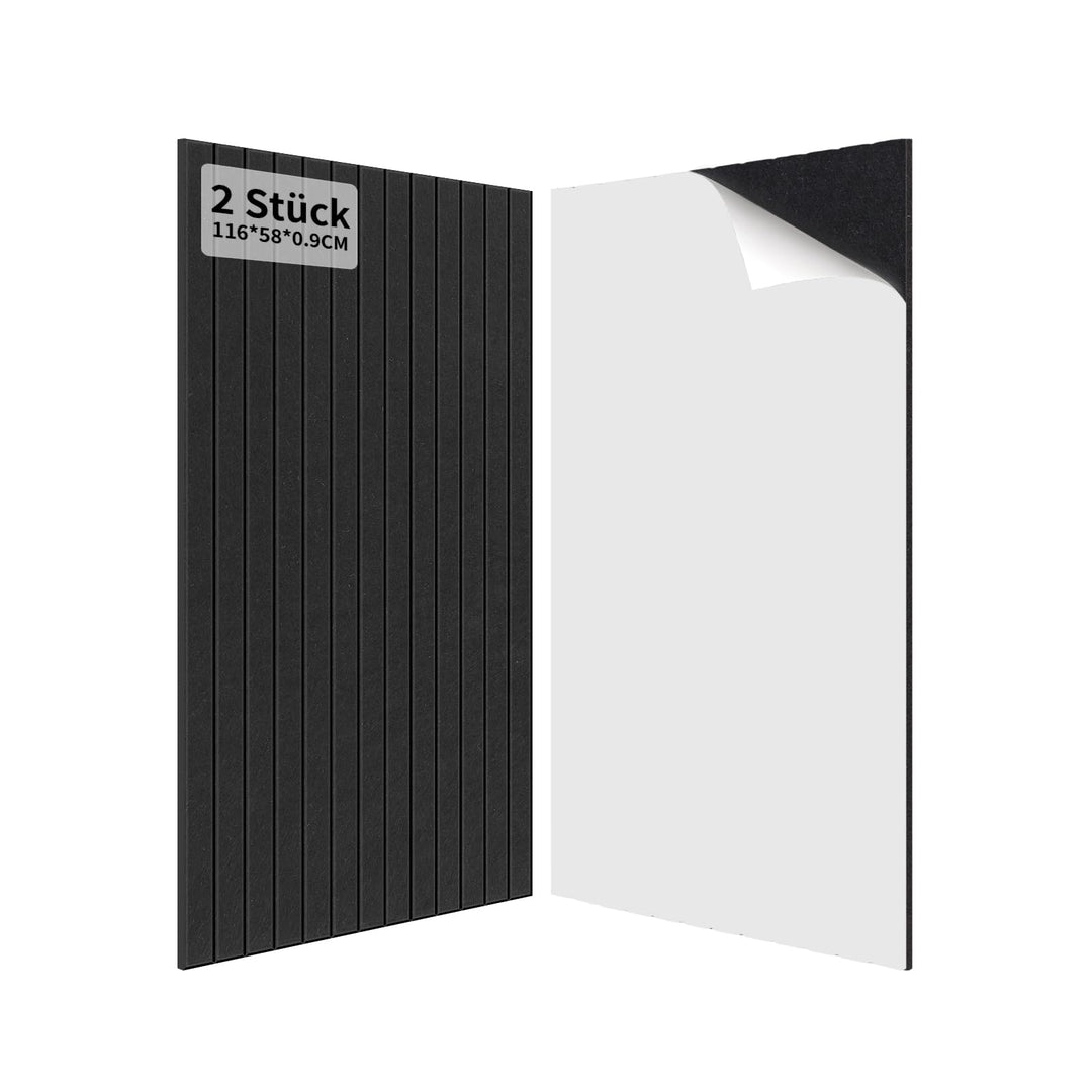1,35㎡ Akustikpaneele Selbstklebend Schallabsorber 2 Stück Schwarz | 116x58x0,9cm 100% Polyester Akus