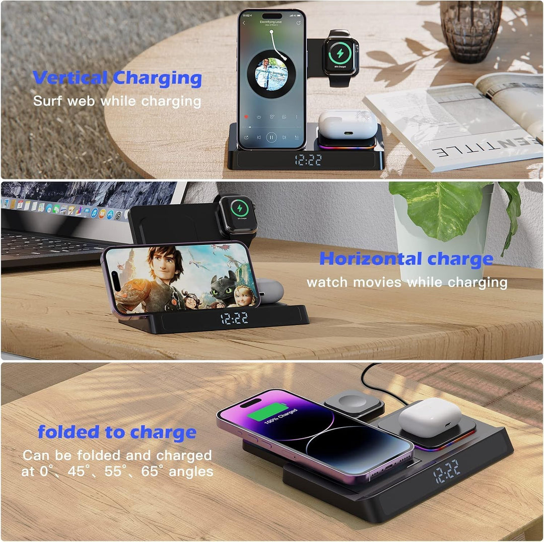 4 in 1 ladestation für iPhone und Watch Kabelloses Ladegerät 15W Faltbarer Induktive Wireless Charge