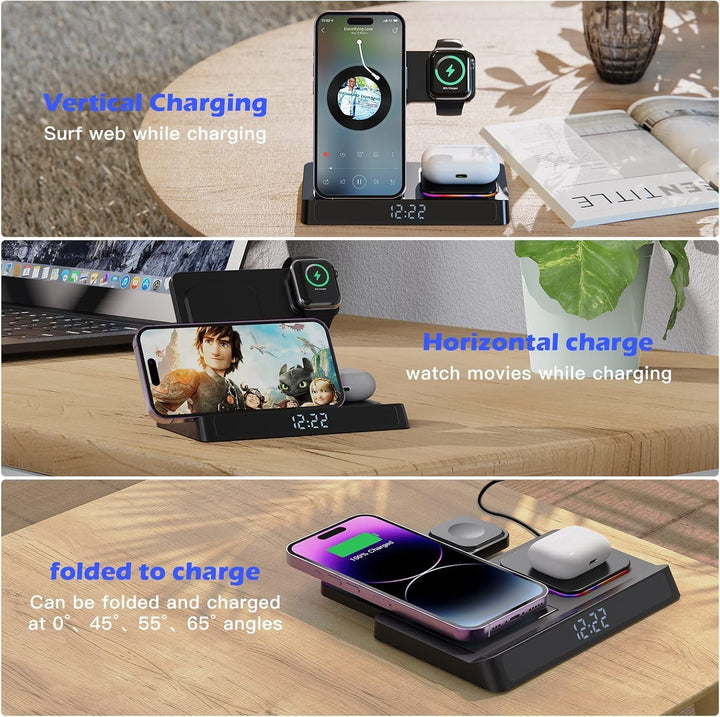 4 in 1 ladestation für iPhone und Watch Kabelloses Ladegerät 15W Faltbarer Induktive Wireless Charge