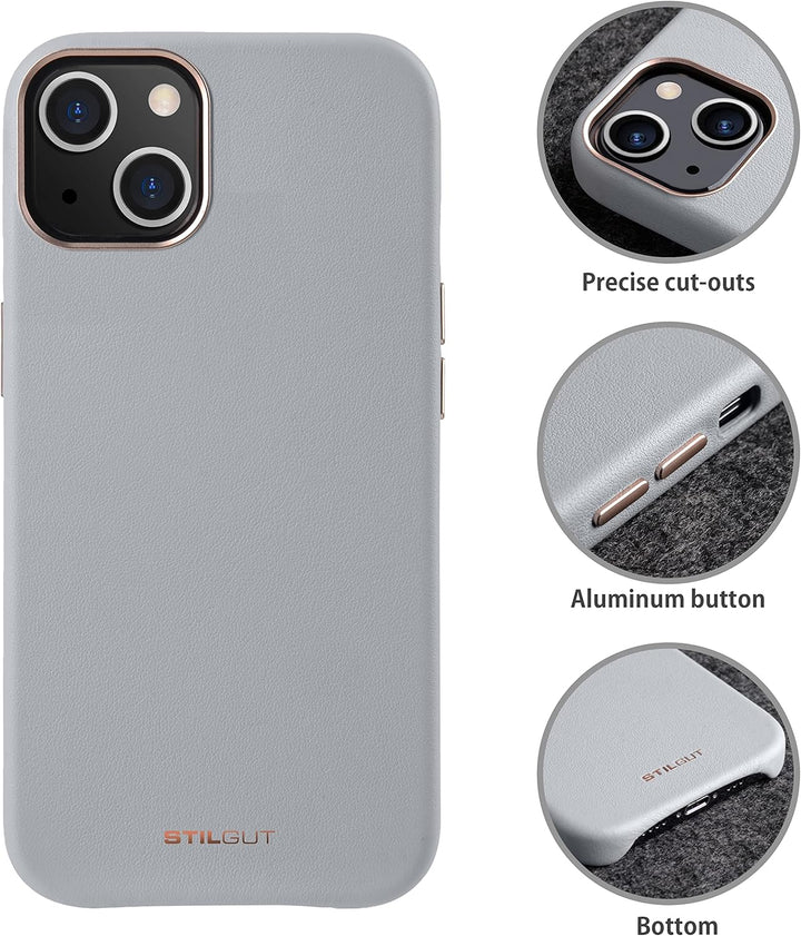 STILGUT Cover kompatibel mit iPhone 13 (6.1") Hülle aus Leder - iPhone 13 Case mit Tasten & Kameraei