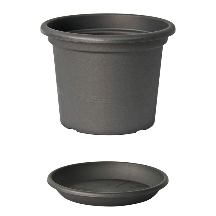 Euro3Plast Geo Blumentopf mit Untersetzer 12 Grössen und 9 Farben zur Wahl (60 cm, Anthrazit) 60 cm