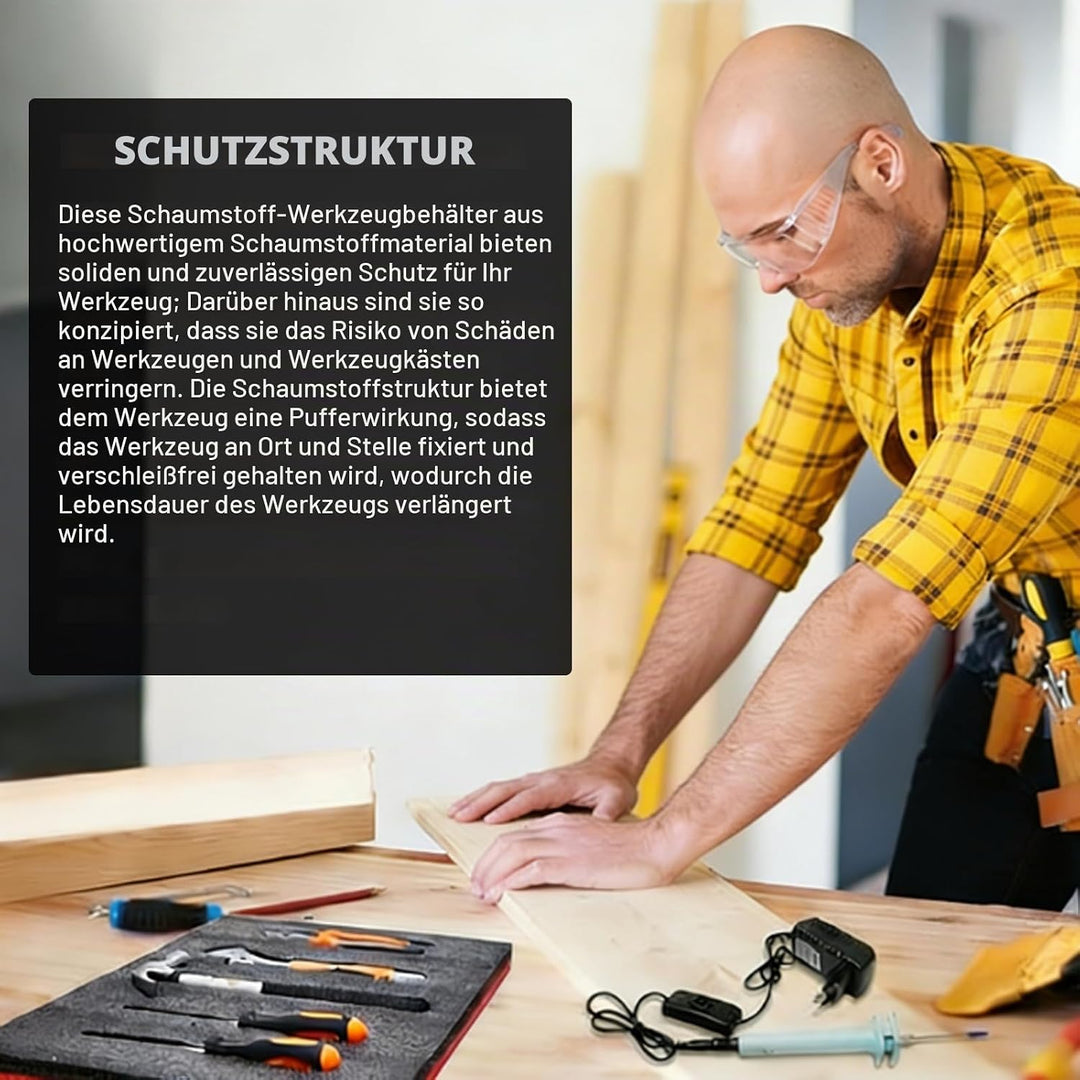Werkzeugeinlage, Hartschaumplatte 8er-Pack mit Schaumstoff Cutter Cut Precision Defined Werkzeugkist