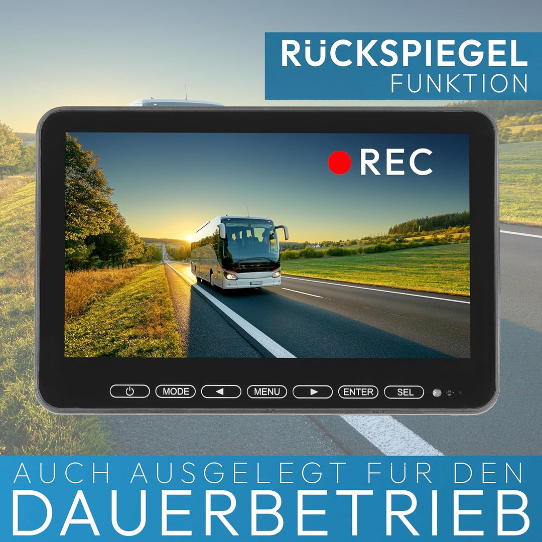 VSG24 10“ Element HD XL Funk Rückfahrsystem Akku Magnet für Wohnmobil & LKW, KFZ Set Rückfahrkamera